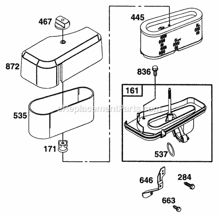 Air Cleaner Grp Diagram and Parts List for 28F707-0298-01  Briggs and Stratton Engine